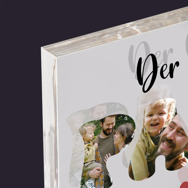 Foto Und Unterschrift: Der Beste Papa Herz - Acrylblock