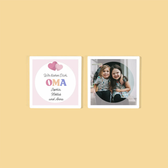 Fotocollage: Wir Lieben Dich, Oma - Tassenuntersetzer