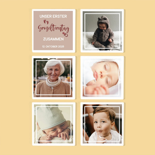 Fotocollage: Das Ist Unser Erster Großelterntag. - Tassenuntersetzer