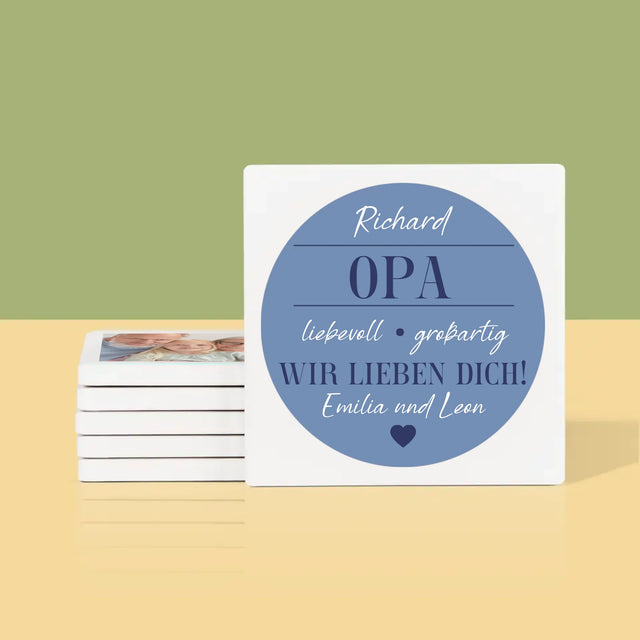 Fotocollage: Geliebter Opa - Tassenuntersetzer