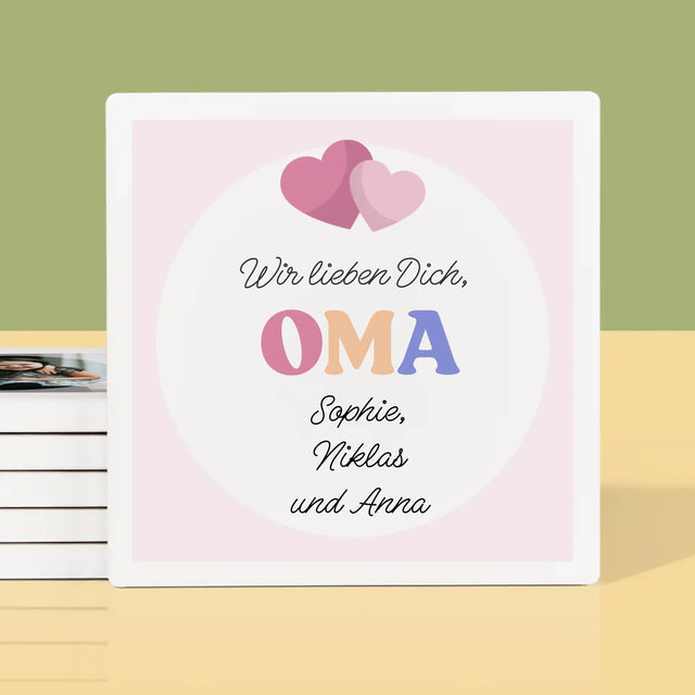 Fotocollage: Wir Lieben Dich, Oma - Tassenuntersetzer