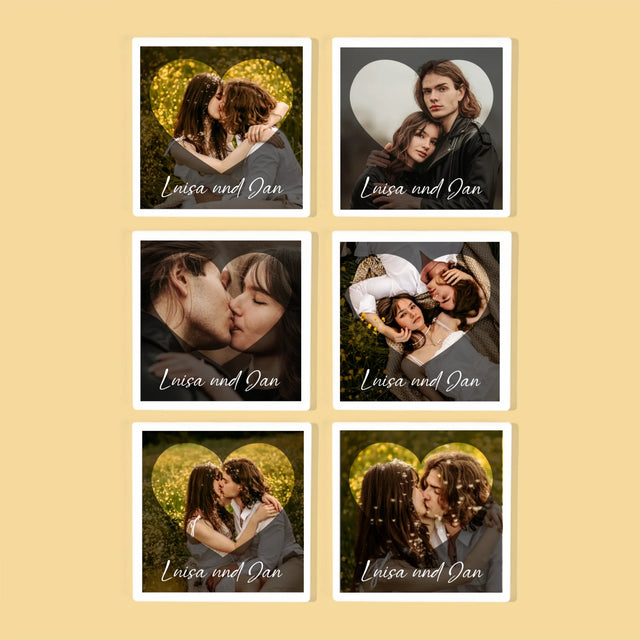 Foto Und Unterschrift: Verliebte Herz - Tassenuntersetzer