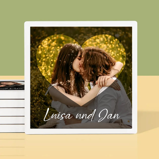 Foto Und Unterschrift: Verliebte Herz - Tassenuntersetzer