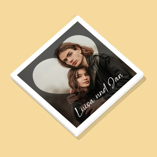 Foto Und Unterschrift: Verliebte Herz - Tassenuntersetzer