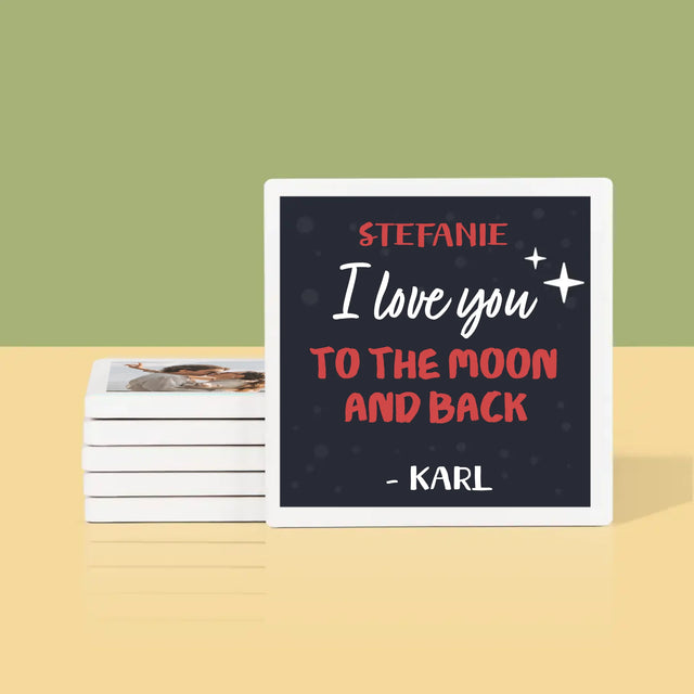 Fotocollage: To The Moon And Back - Tassenuntersetzer