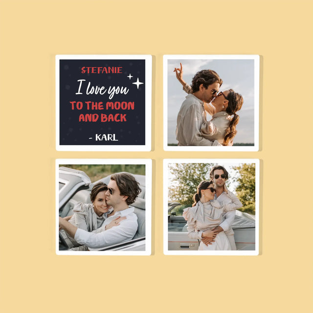 Fotocollage: To The Moon And Back - Tassenuntersetzer