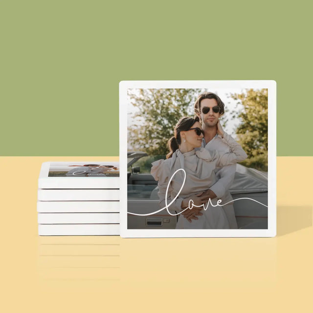 Foto: Love Aufschrift - Tassenuntersetzer