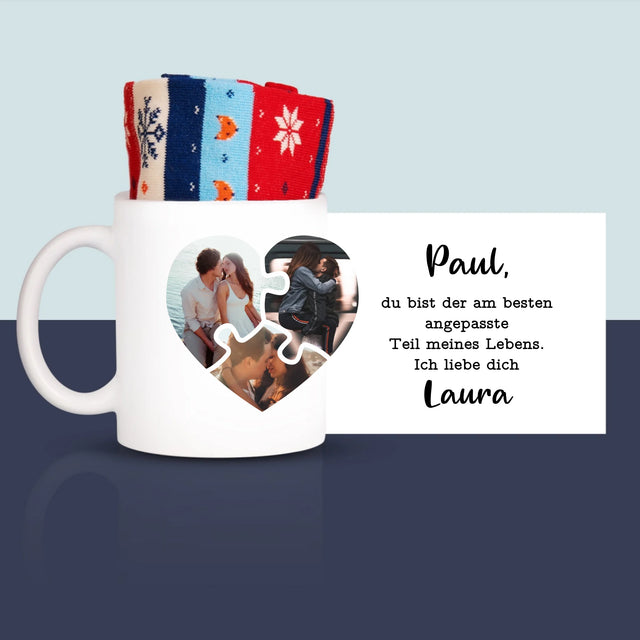 Fotocollage: Valentinstag-Puzzle - Wintersocken In Einer Tasse