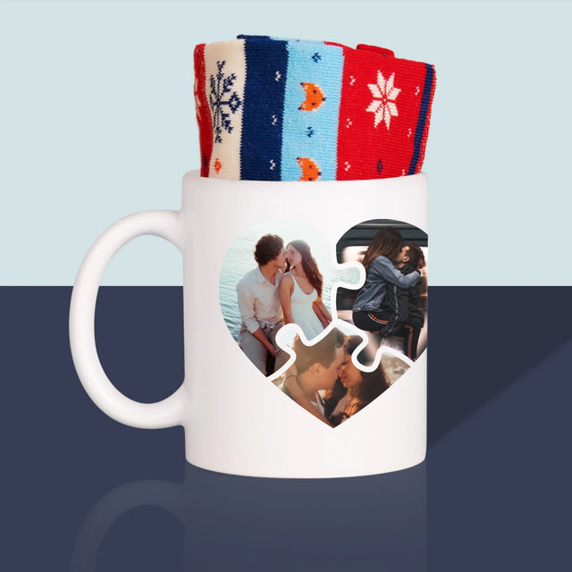 Fotocollage: Valentinstag-Puzzle - Wintersocken In Einer Tasse
