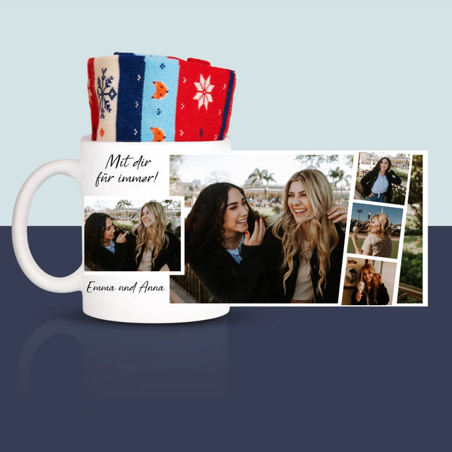 Fotocollage: Freundinnen Für Immer - Wintersocken In Einer Tasse