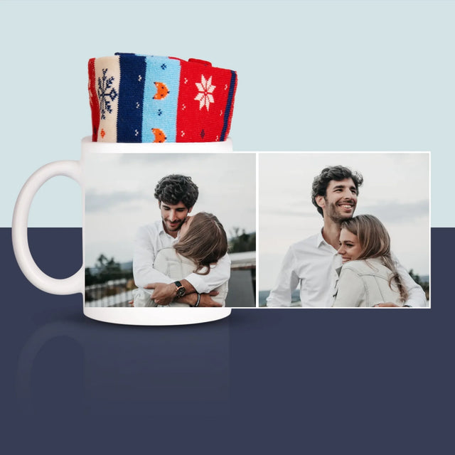 Fotocollage: 2 Fotos - Wintersocken In Einer Tasse