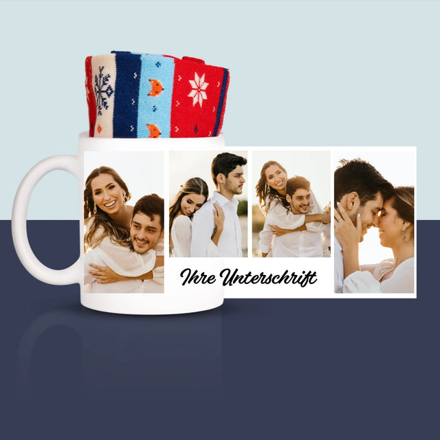 Fotocollage: 4 Fotos Und Unterschrift - Wintersocken In Einer Tasse