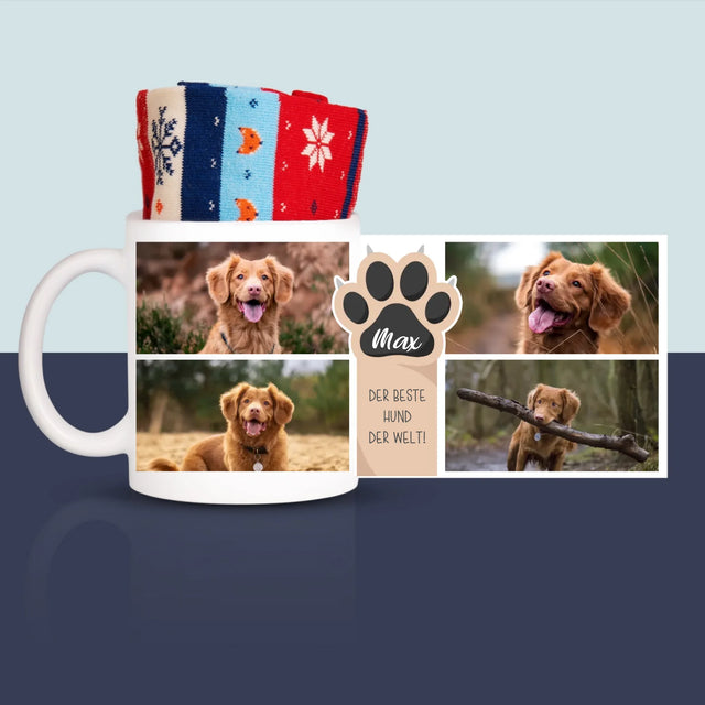 Fotocollage: Bester Hund - Wintersocken In Einer Tasse