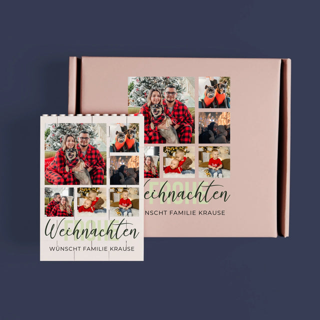 Fotocollage: Weihnachtsbriefmarken - Lego-Steine