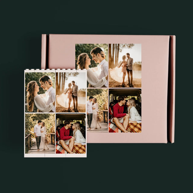 Fotocollage: Hochzeitsdatum - Lego-Steine