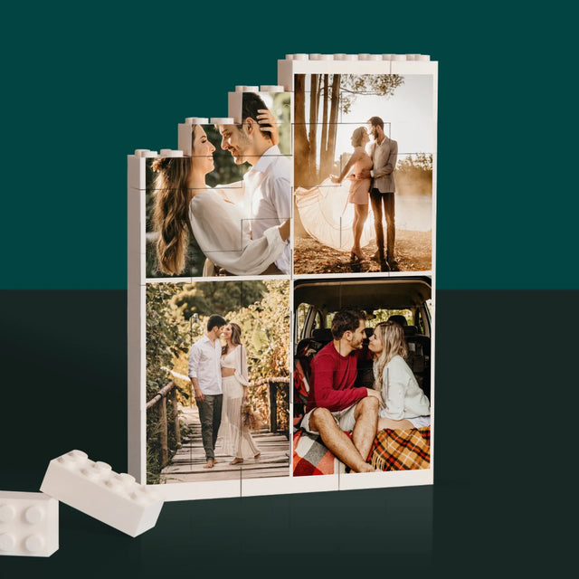 Fotocollage: Hochzeitsdatum - Lego-Steine