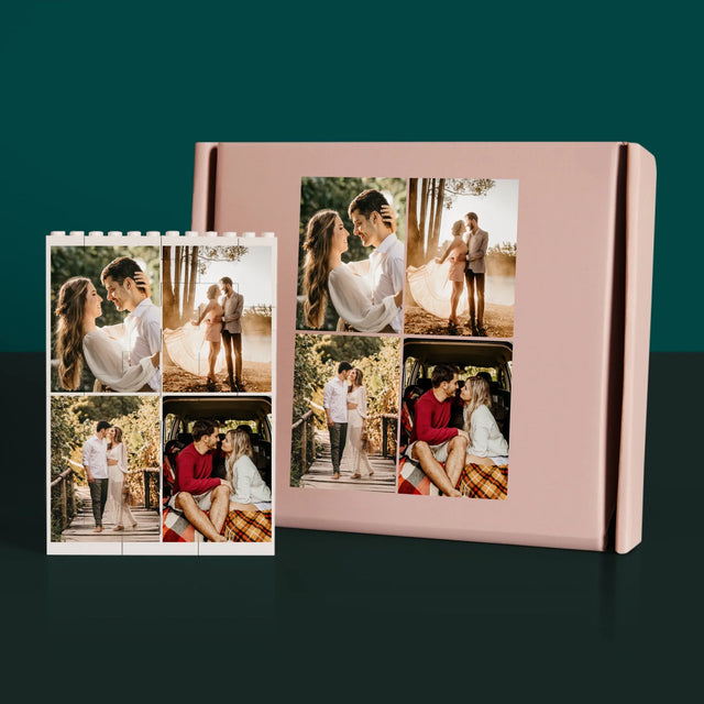 Fotocollage: Hochzeitsdatum - Lego-Steine