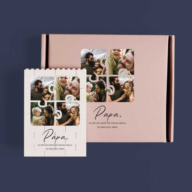 Fotocollage: Erster Hochzeitstag Herz - Lego-Steine