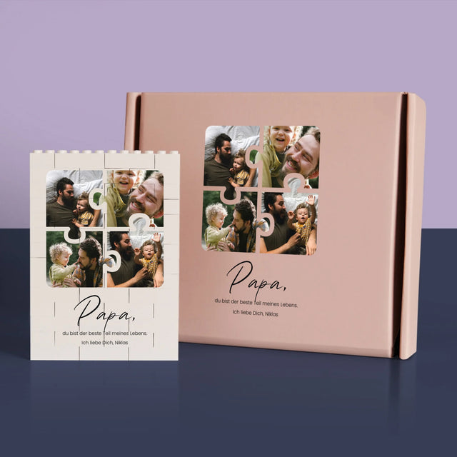 Fotocollage: Erster Hochzeitstag Herz - Lego-Steine