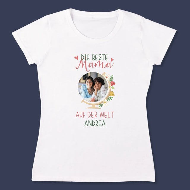 Foto Und Unterschrift: Beste Mama Welt - T-Shirt Für Damen