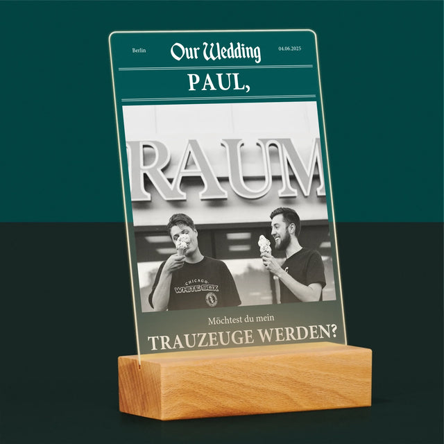 Foto Und Unterschrift: Our Wedding Trauzeuge  - Druck Auf Acrylglas