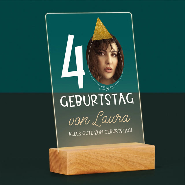 Foto Und Unterschrift: 40. Geburtstag Mütze - Druck Auf Acrylglas
