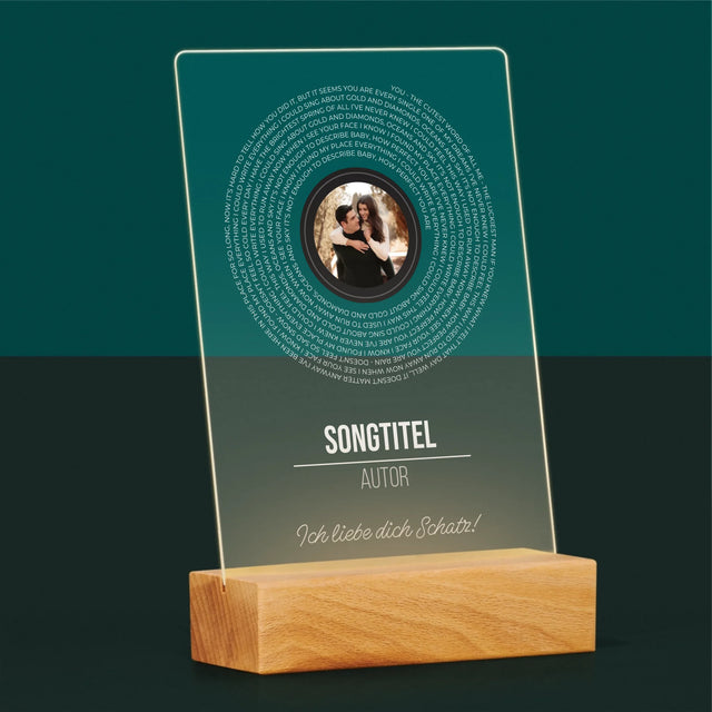 Foto Und Unterschrift: Songtexte Auf Der Platte - Druck Auf Acrylglas