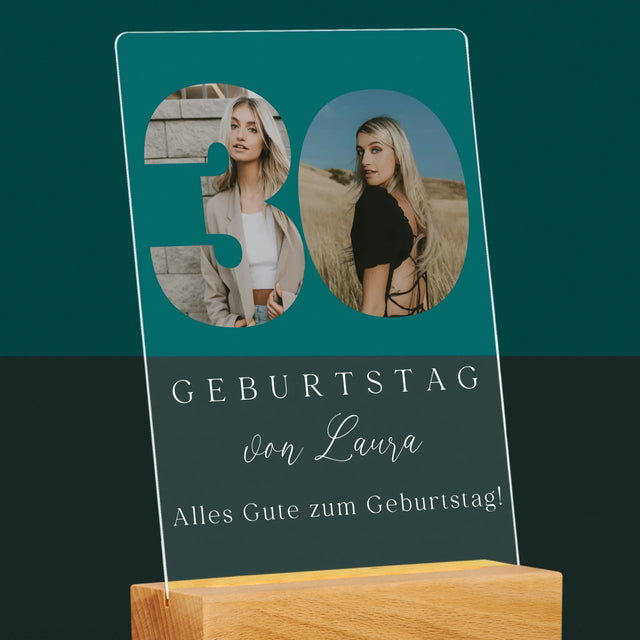 Buchstaben-Collage: 30. Geburtstag Signatur - Druck Auf Acrylglas