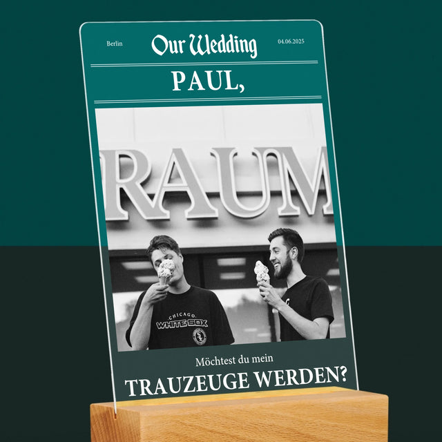 Foto Und Unterschrift: Our Wedding Trauzeuge  - Druck Auf Acrylglas