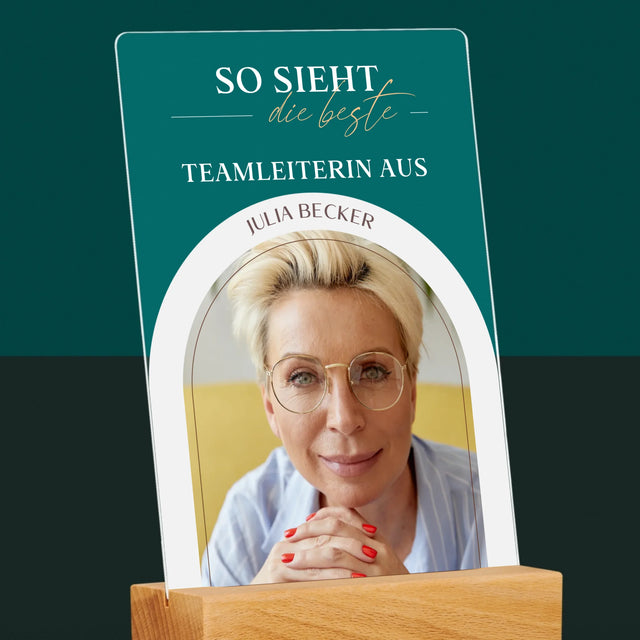 Foto Und Unterschrift: Bester Teamleiter - Druck Auf Acrylglas