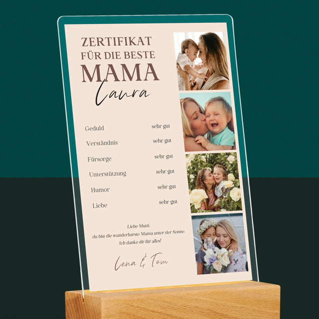 Fotocollage: Zertifikat Für Die Beste Mama - Druck Auf Acrylglas