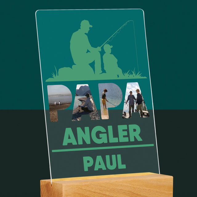 Buchstaben-Collage: Papa - Angler - Druck Auf Acrylglas