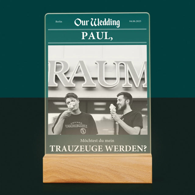 Foto Und Unterschrift: Our Wedding Trauzeuge  - Druck Auf Acrylglas