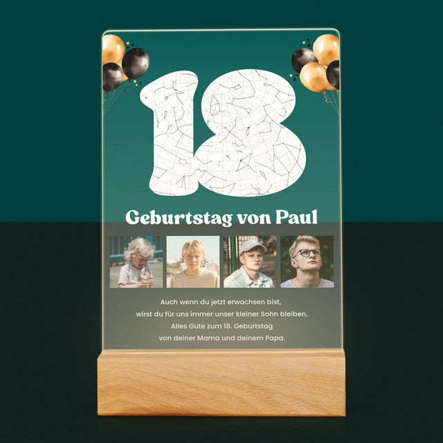 Sternkarte: 18. Geburtstag Des Stars-Mit Widmung  - Druck Auf Acrylglas