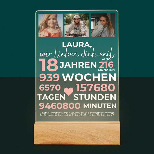 Fotocollage: Wir Lieben Dich Seit 18 Jahren - Druck Auf Acrylglas