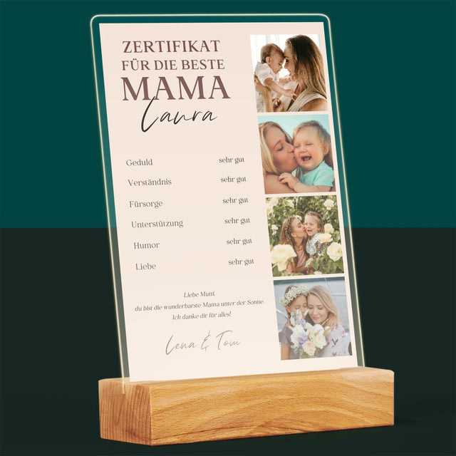 Fotocollage: Zertifikat Für Die Beste Mama - Druck Auf Acrylglas