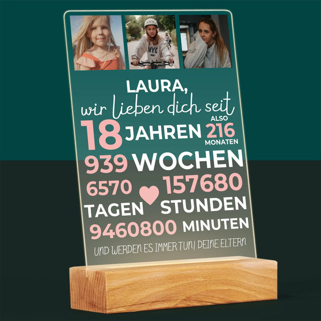 Fotocollage: Wir Lieben Dich Seit 18 Jahren - Druck Auf Acrylglas