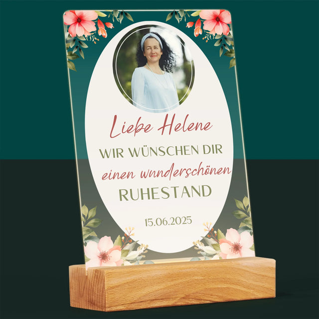 Foto Und Unterschrift: Wunderschönen Ruhestand  - Druck Auf Acrylglas