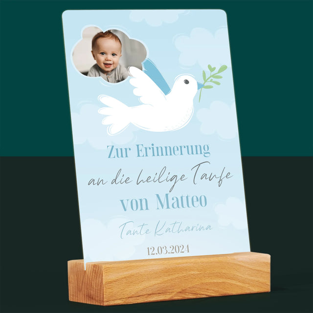 Foto Und Unterschrift: Tauferinnerung Taube - Druck Auf Acrylglas