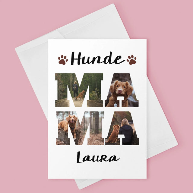 Buchstaben-Collage: Hundemama Aus Deinen Fotos - Glückwunschkarte