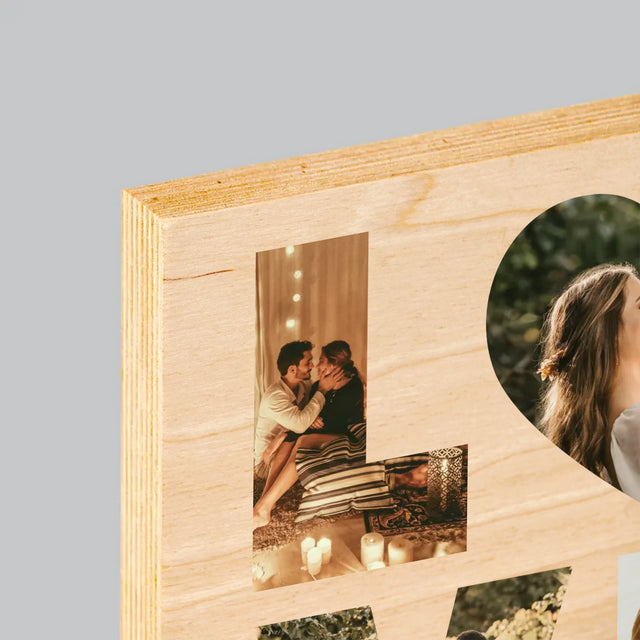 Buchstaben-Collage: Love - Druck Auf Holz