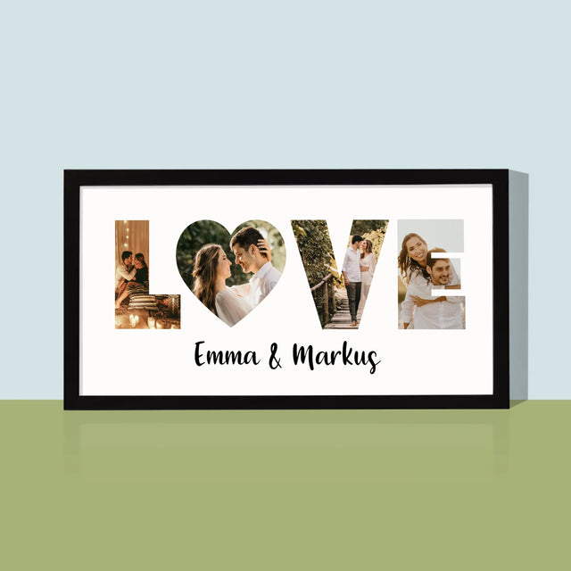 Buchstaben-Collage: Love - Druck Mit Rahmen 20X40