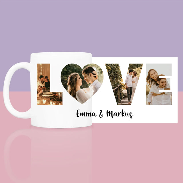 Buchstaben-Collage: Love - Geschenkset Mit Tasse Und Wellnessartikeln