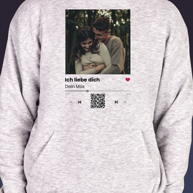 Foto Und Unterschrift: Spotify Mit Qr-Code - Kapuzenpullover Für Herren