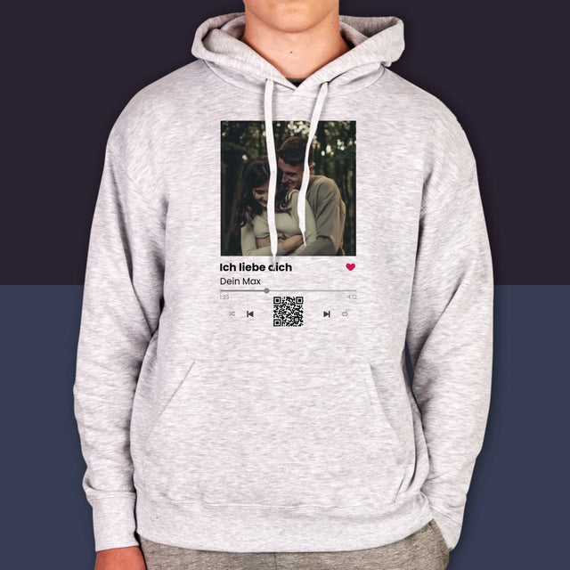 Foto Und Unterschrift: Spotify Mit Qr-Code - Kapuzenpullover Für Herren