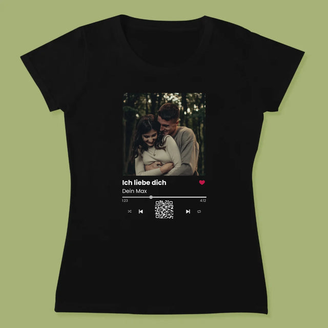 Foto Und Unterschrift: Spotify Mit Qr-Code - T-Shirt Für Damen