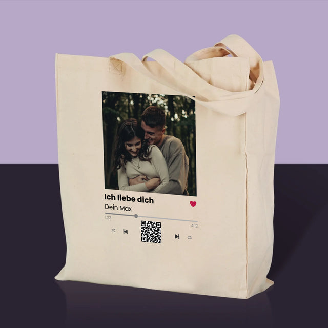 Foto und Unterschrift: Spotify mit QR-Code – Canvas-Tasche | DE