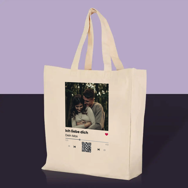 Foto und Unterschrift: Spotify mit QR-Code – Canvas-Tasche | DE