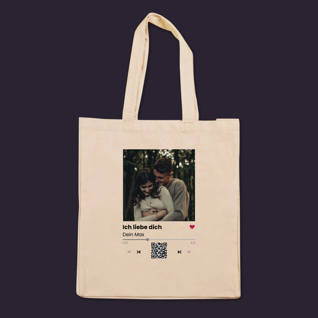 Foto und Unterschrift: Spotify mit QR-Code – Canvas-Tasche | DE
