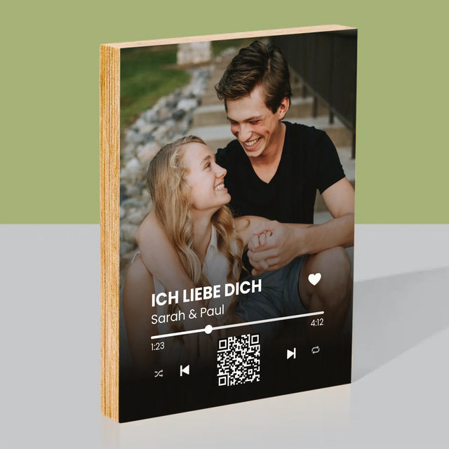 Foto Und Unterschrift: Euer Lied-Qr-Code - Druck Auf Holz